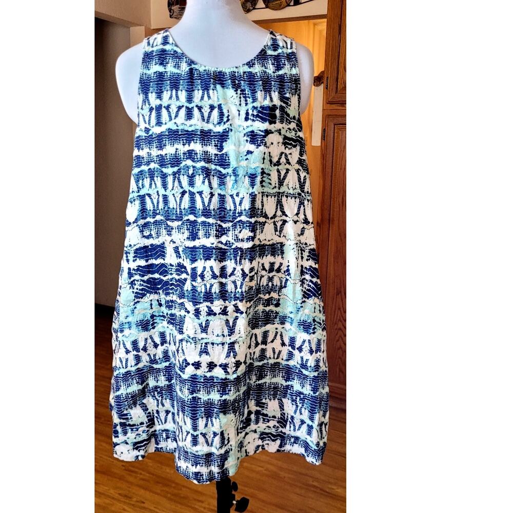 Nicole Miller New York Womens Mini Dress M Linen Sleeveless Beachy Coastal Boho